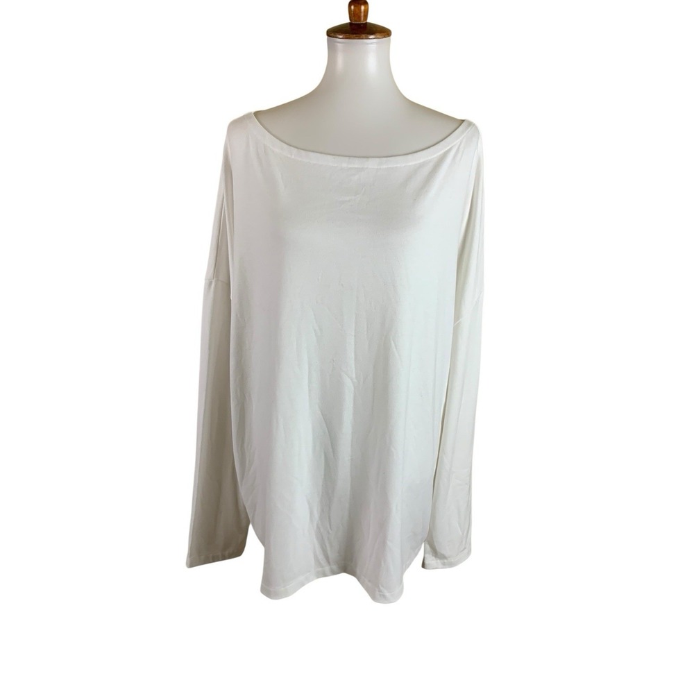 AllSaints White Rita Off Shoulder Long Sleeve Tee Minimalist Oversized Large